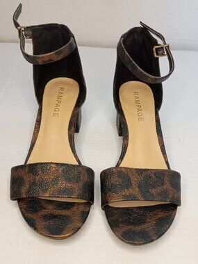Rampage Maddie Leopard Shimmer Block Heel Sandals Women’s Size 9